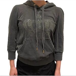 Juicy Couture Y2K Made in America Crown Bling Sweatshirt gray